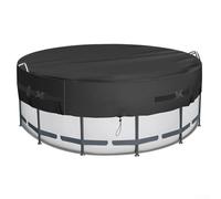 Round Pool Cover 8ft 10ft, Heavy Duty 210D Oxford Solar Pool Cover for Above Ground Pools, UV Resistant Waterproof Dustproof Swimming Pool Cover for Inflatable Frame Paddling Pool(10FT)