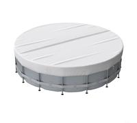 Round Pool Cover For Above Ground Use 210D Solar Cover Drawstring For Easy Removal Prevents Leaves And Contaminants From Entering(15FT silver)