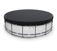 Round Pool Cover, Heavy Duty Polyester Above Ground Swimming Pool Tarp with Windproof Ropes and Ground Nails for Debris Protection, 14FT, Black