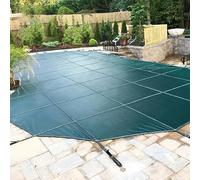 Round Pool Safe Cover, 33ft-10ft Winter Protector with Brass Anchors, Solid Mesh Inground Pool Cover Tarp, Green Design, Maximize Pool Safe