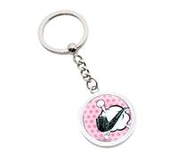 Round Pop Art Pipe Style Design Metal Round Keyring Personalised with a Short Message, in a Gift Bag