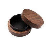 Round, portable, and removable walnut wood ashtray for the desk, ideal for home, office, etc., easy to clean. Black.
