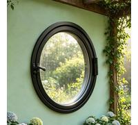 Round Porthole Window 180 Inward-Open Tempered Glass Iron Frame,Black,75cm | Pre-assembled porthole design with side-hinged sash and weather seal, ready to mount in sheds, garages and workshops
