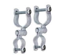 Round Post Chain Link Gate Hinge Replacement Set, Galvanized Clamp on Hardware for 2-3/8 Inch Post and 1-3/8 Inch Gate Frame, 2 Piece Chain Link Hinge Galvanized Fence Round