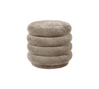 Round Pouf Faded Velvet Beige