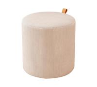 Round Pouf Ottoman And Foot Rest, Soft Corduroy Poufs,Modern Small Footstool with Soft Padded Seat & Solid Wood Frame for Living Room,Bedroom,Entryway,white