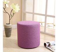 Round Pouffe Footstool - Non-Slip, Durable Solid Wood Stool for Bedroom & Hall - Stylish Purple Fabric Accent - Cozy Seating & Home Decor Essential
