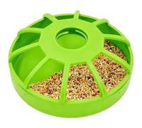 Round Poultry Feeder, Spill Proof Feeding Tray, 4.7 Inches Large Bird Feeder for Cage with Deep Reservoir Base, Solid-Build Seed Dispenser for Waste Minimizing, Flock Feeding, and Habitat Tidying