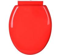 Round PP Material Toilet Seat with Lid,Quiet Soft Close Loo Seat Cover,Quick Release O-Shaped Loo Seat Cover for Easy Cleaning,Simple Top Fixing (Red)