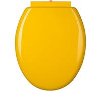 Round PP Material Toilet Seat with Lid,Quiet Soft Close Loo Seat Cover,Quick Release O-Shaped Loo Seat Cover for Easy Cleaning,Simple Top Fixing (Yellow)