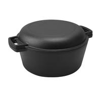 Round Pre-Seasoned 26cm Cast Iron Dutch Oven Pot with Lid and Dual Handles, Heavy Duty Crock Pot for Casserole Dish, Black