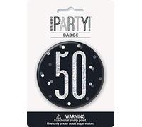 Round Prismatic 50th Birthday Badge | Party Accessories | Black | 1 Pc.