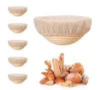Round Proofing Baskets, 6 Pieces, Mini Bread Baking with Proofing Basket Set, 6 Inch Small Banneton Baskets, Accessories for Bread Baking, Rattan Proofing Baskets for Dough Rising, Baking Accessories