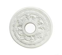 Round Pu Ceiling Medallion White Decorative Lamp Plate For Retro Chandelier Fan Light Cover To Conceal Ceiling Flaws 39cm Diameter 10cm Hole Vintage Minimalist Design Easy Install No Drilling Required