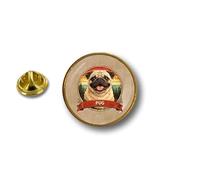 Round Pug Dog Badge Pins
