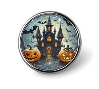 Round Pumpkin Lantern Castle Brooch Classic Mini Pin 1 Inch Aluminum Alloy Lapel Pin Personalized Button Badge for Backpack Hat Suit Jacket Clothing Decoration
