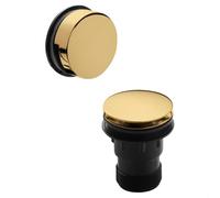 Round Push Button Bath Waste - 70 x 70mm - Brushed Brass