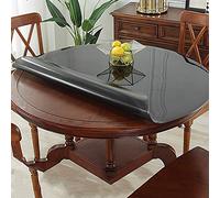 Round PVC Plastic Tablecloth, Black Matte No Wash Tablecover,Desktop Protector Mat For Dining Table，Stain-resistant Desk Pad[2mm Thick](Size:80cm diameter,Color:2mm)