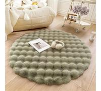 Round Rabbit Plush Rug, Faux Fur Anti-Slip Carpet, Modern Fluffy Shaggy Circle Floor Mat for Kids and Teens, Nursery and Living Room