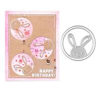 Round Rabbits Dies Metal Die Cuts, Easter Rabbits Cutting Dies Cut Stencils for DIY Scrapbooking Cards Photo Album Decorative Embossing Paper Dies for Scrapbooking Card Making