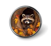 Round Raccoon in Tree Hole Brooch Classic Mini Pin 1 Inch Aluminum Alloy Lapel Pin Personalized Button Badge for Backpack Hat Suit Jacket Clothing Decoration