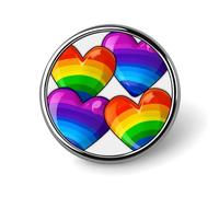 Round Rainbow Hearts Lapel Pin Metal Brooch Personalized Novelty Pin Cute Button Badge Safety Pin Fashion Jewelry Accessories Gift for Clothes Hat Backpack Bag