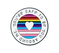 Round Rainbow Metal Brooch Inspirational Quote Lapel Pin Accessory for Jackets Fashion Jewelry Party Wear Accessories Rainbow Metal Brooch