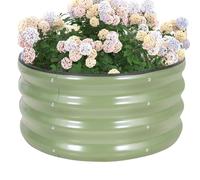 Round Raised Garden Bed - 1Pc 2x2x1ft Galvanized Steel Planter Boxes Outdoor with Rubber Edge Trim | Metal Raised Beds for Gardening Vegetables Flowers Fruits Herbs (Olive Green)