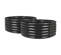 Harbour Housewares Raised Garden Bed - Anthracite - 120 x 45cm - 2x - Round - Bottomless Metal Raised Bed Galvanised Steel Planter Box for Growing Outdoor Plants, Vegetables, Flowers and Herbs