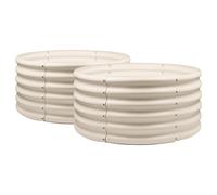 Harbour Housewares Raised Garden Bed - Ivory - 90 x 45cm - 2x - Round - Bottomless Metal Raised Bed Galvanised Steel Planter Box for Growing Outdoor Plants, Vegetables, Flowers and Herbs