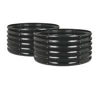 Harbour Housewares Raised Garden Bed - Anthracite - 90 x 45cm - 2x - Round - Bottomless Metal Raised Bed Galvanised Steel Planter Box for Growing Outdoor Plants, Vegetables, Flowers and Herbs