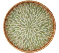 Round Rattan Tray Decorative Tray | Natural Wicker Woven Storage Display | Coffee Bread Fruit Home Kitchen Table | Housewife/Coffee Shop/B&B Applicable (Leaf)