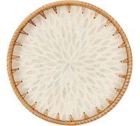 Round Rattan Tray Decorative Tray | Natural Wicker Woven Storage Display | Coffee Bread Fruit Home Kitchen Table | Housewife/Coffee Shop/B&B Applicable (Leaf 2)