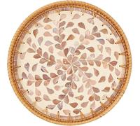 Round Rattan Tray Decorative Tray | Natural Wicker Woven Storage Display | Coffee Bread Fruit Home Kitchen Table | Housewife/Coffee Shop/B&B Applicable (Wicker)