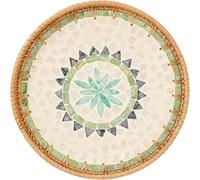 Round Rattan Tray Decorative Tray | Natural Wicker Woven Storage Display | Coffee Bread Fruit Home Kitchen Table | Housewife/Coffee Shop/B&B Applicable (Boho)