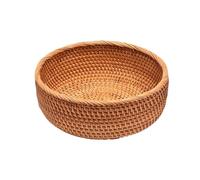 Round Rattan Woven Basket, Wicker Fruit Basket, Bread Food, Kitchen Home Decor, Organizer Breadbasket for Kitchen for Bedroom & Home Office(Size 3)