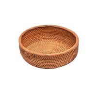 Round Rattan Woven Basket, Wicker Fruit Basket, Bread Food, Kitchen Home Decor, Organizer Breadbasket for Kitchen for Bedroom & Home Office(Size 2)