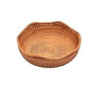 Round Rattan Woven Basket, Wicker Fruit Basket, Bread Food, Kitchen Home Decor, Organizer Breadbasket for Kitchen for Bedroom & Home Office(Size 6)