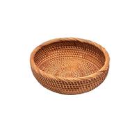 Round Rattan Woven Basket, Wicker Fruit Basket, Bread Food, Kitchen Home Decor, Organizer Breadbasket for Kitchen for Bedroom & Home Office(Size 1)