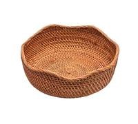 Round Rattan Woven Basket, Wicker Fruit Basket, Bread Food, Kitchen Home Decor, Organizer Breadbasket for Kitchen for Bedroom & Home Office(Size 7)