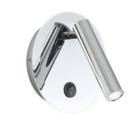 Round Reading Wall Lamp, Chrome Metal Wall Light, 350°+90° Rotation Adjustment Wall Sconce, Modern LED Wall Lights - 3W - 3000K, Bauhaus Wall Lighting Fixture, Bedside Wall Lamps
