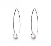 Round Real Natural Freshwater Pearl Earrings for Women Elegant Party 925 Jewelry White Made in China