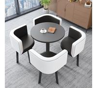 Round Reception Negotiation Table Set for 4Office Lobby Dining & Conference Room Coffee Desk Black Breakfast Bar & Lounge Furniture