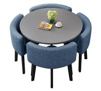 Round Reception Negotiation Table Set with 4 Chairs 70cm Blue Conference Desk for Office Dining Room & Garden Ideal for Meetings & Breakfast Bars