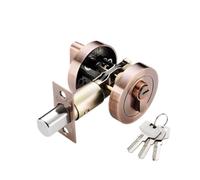 Round Recessed Door Lock Copper Chrome Single Cylinder Deadbolt Door Lock