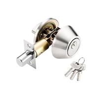Round Recessed Door Lock Copper Chrome Single Cylinder Deadbolt Door Lock | Anti-Theft Security Hardware for Home Door Gate(A single sided)