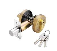 Round Recessed Door Lock Copper Chrome Single Cylinder Deadbolt Door Lock | Anti-Theft Security Hardware for Home Door Gate(Brass)