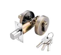 Round Recessed Door Lock Copper Chrome Single Cylinder Deadbolt Door Lock | Anti-Theft Security Hardware for Home Door Gate(Bronze)