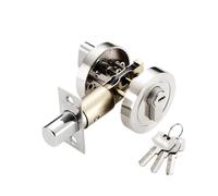 Round Recessed Door Lock Copper Chrome Single Cylinder Deadbolt Door Lock | Anti-Theft Security Hardware for Home Door Gate(Silver)