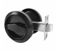 Round Recessed Door Lock, Stainless Steel 304 Hidden Recessed Cup Door Handle, Furniture Pulls Latch Knob for Privacy Pocket Door, Without Keys Black